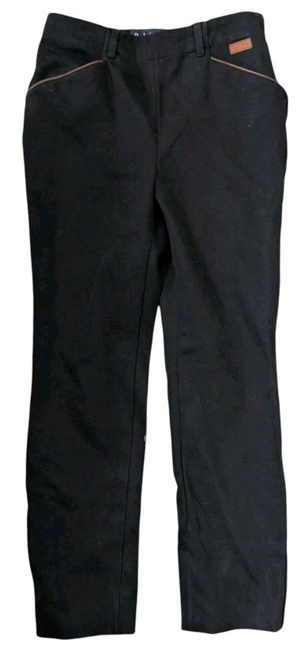 Vintage 90s Ralph Lauren Leather Trim Pants Women 6 Black Camel Tan Trousers